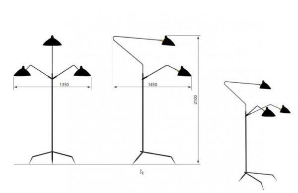 Lampadaire 3 bras pivotants 3